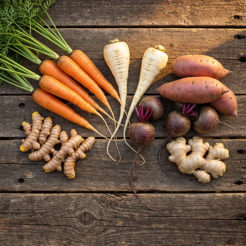 Autumn root vegetables