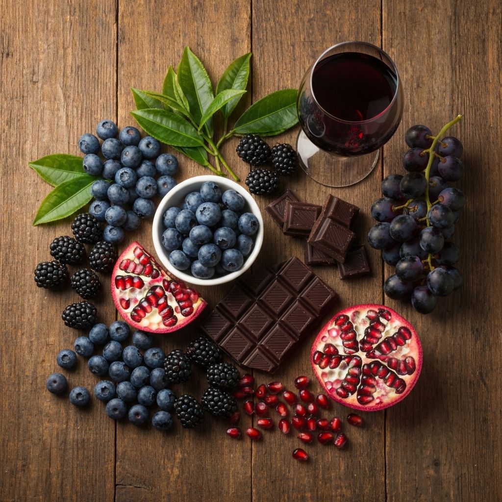 Polyphenol-rich foods including berries and tea