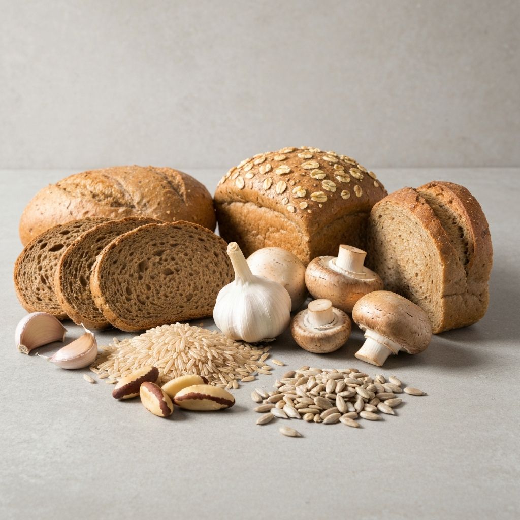Selenium sources including grains, mushrooms and nuts